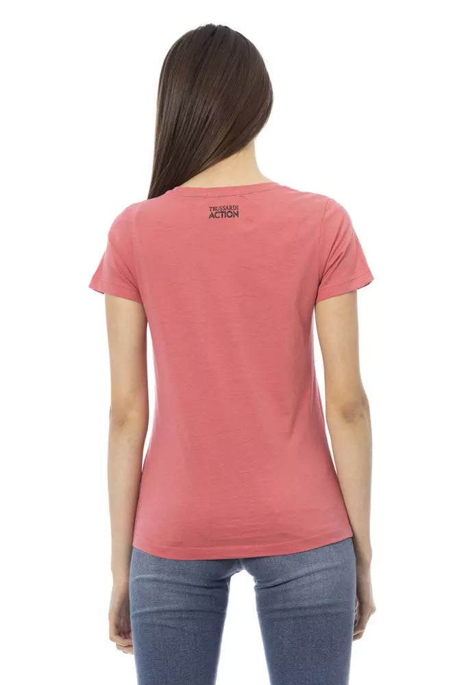 Top de algodón rosa para mujer Trussardi Action