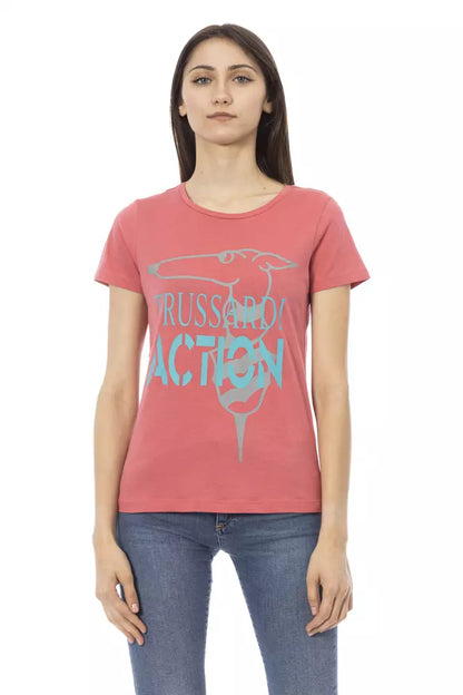 Top de algodón rosa para mujer Trussardi Action