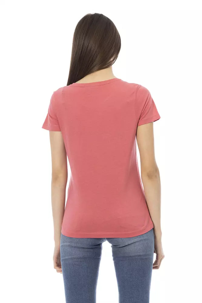 Top de algodón rosa para mujer Trussardi Action