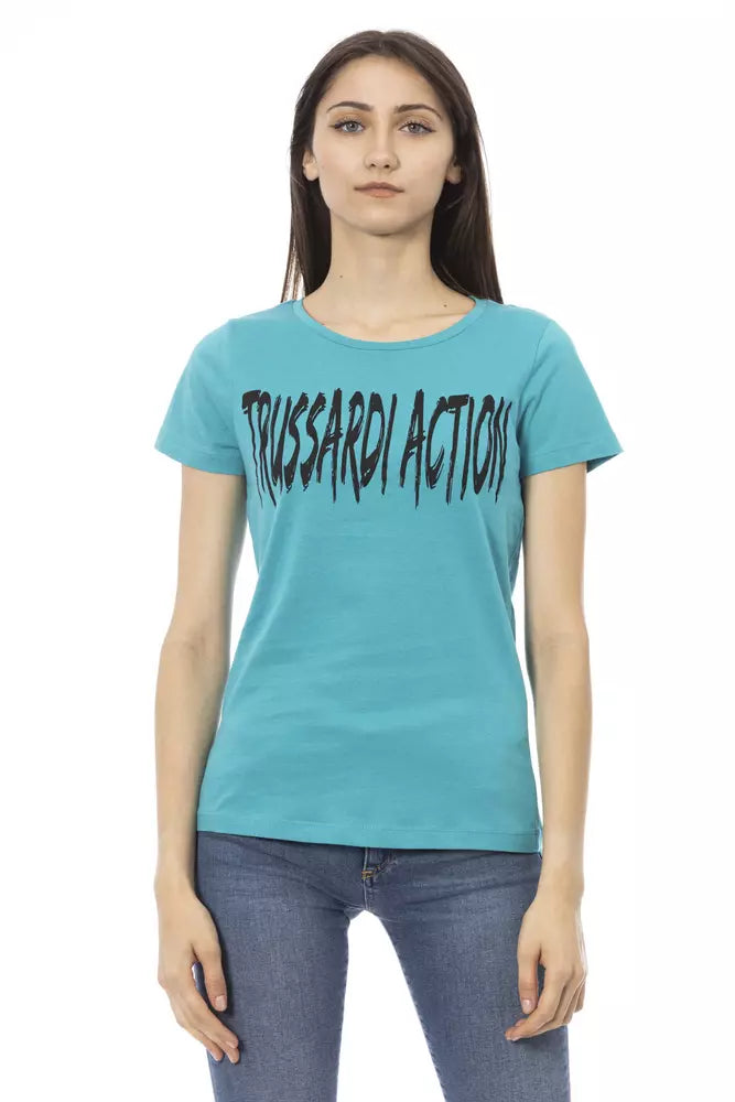 Top de algodón azul claro para mujer Trussardi Action