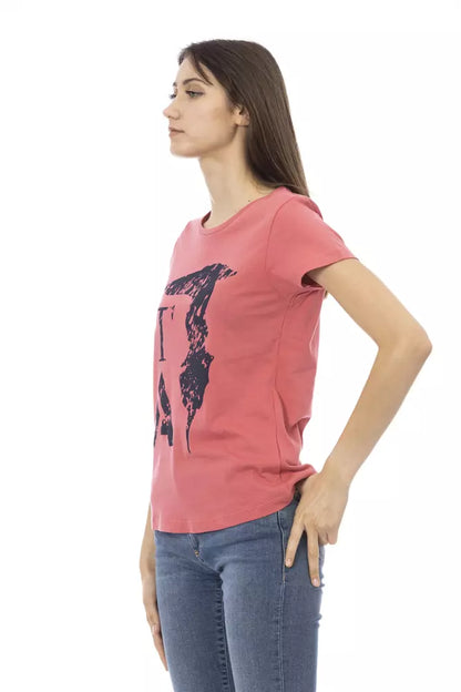 Top de algodón rosa para mujer Trussardi Action