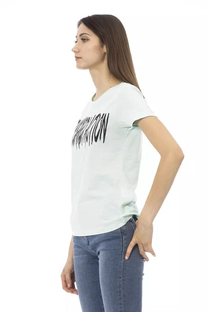 Top de algodón azul claro para mujer Trussardi Action