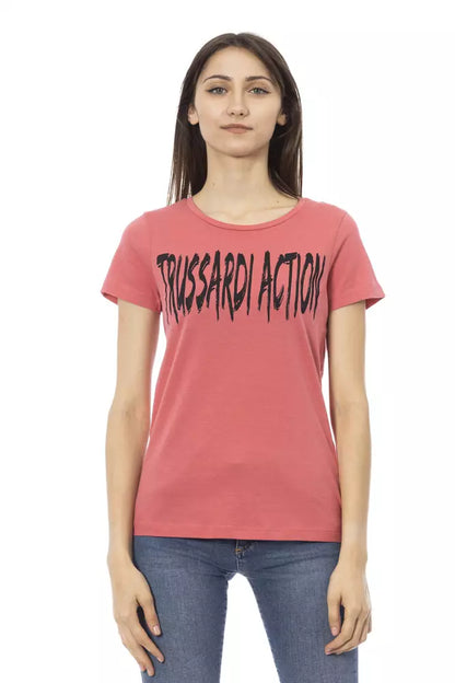 Top de algodón rosa para mujer Trussardi Action