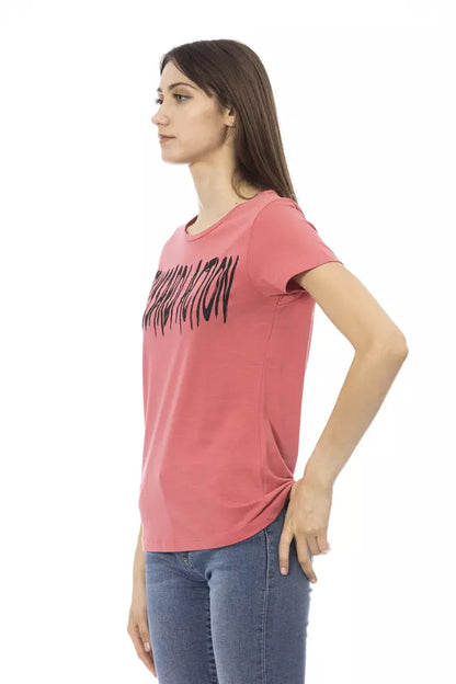 Top de algodón rosa para mujer Trussardi Action