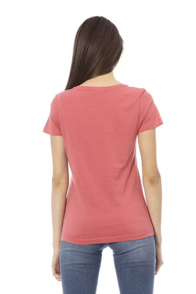 Top de algodón rosa para mujer Trussardi Action