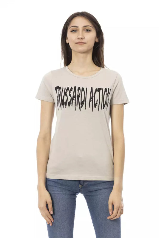 Top de algodón beige para mujer Trussardi Action