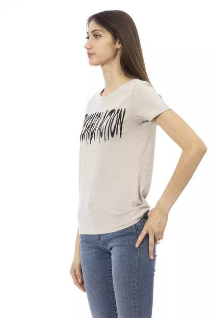 Top de algodón beige para mujer Trussardi Action