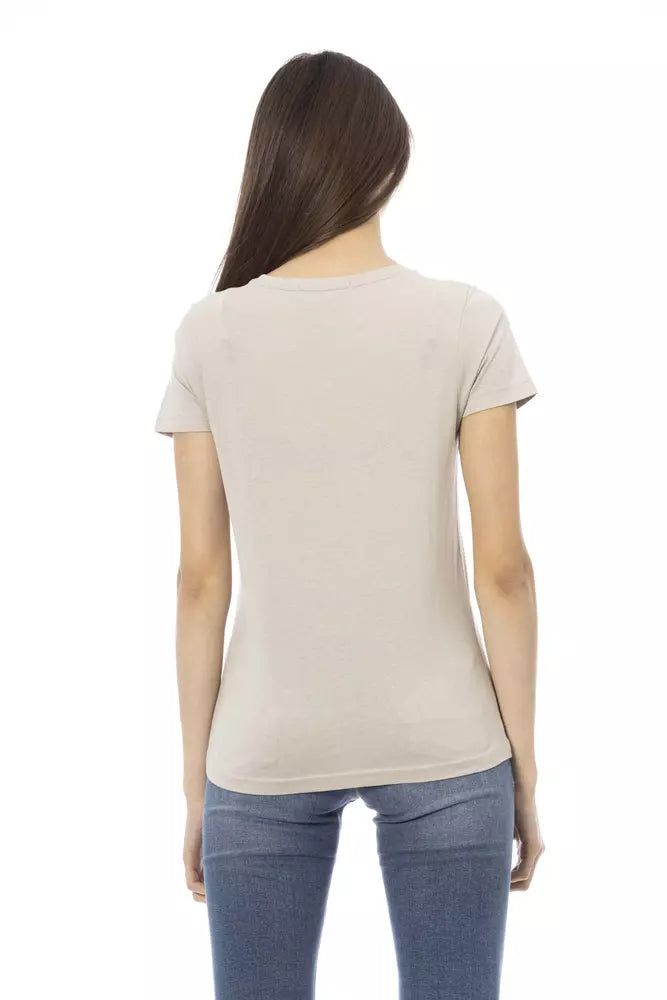 Top de algodón beige para mujer Trussardi Action