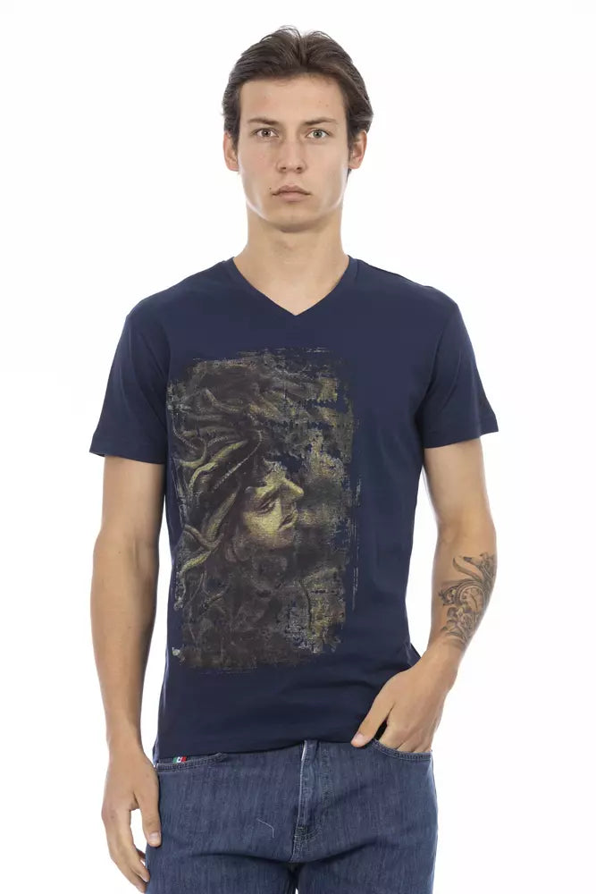 Camiseta de algodón azul Trussardi Action para hombre