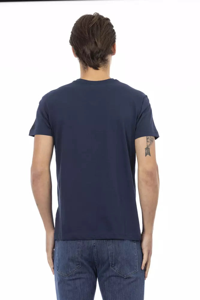 Camiseta de algodón azul Trussardi Action para hombre