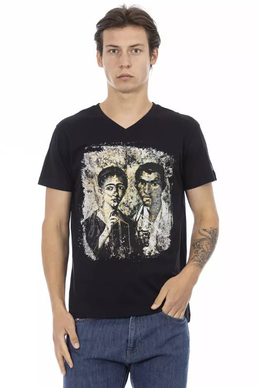 Camiseta de algodón negra para hombre Trussardi Action