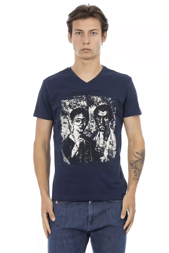 Camiseta de algodón azul Trussardi Action para hombre