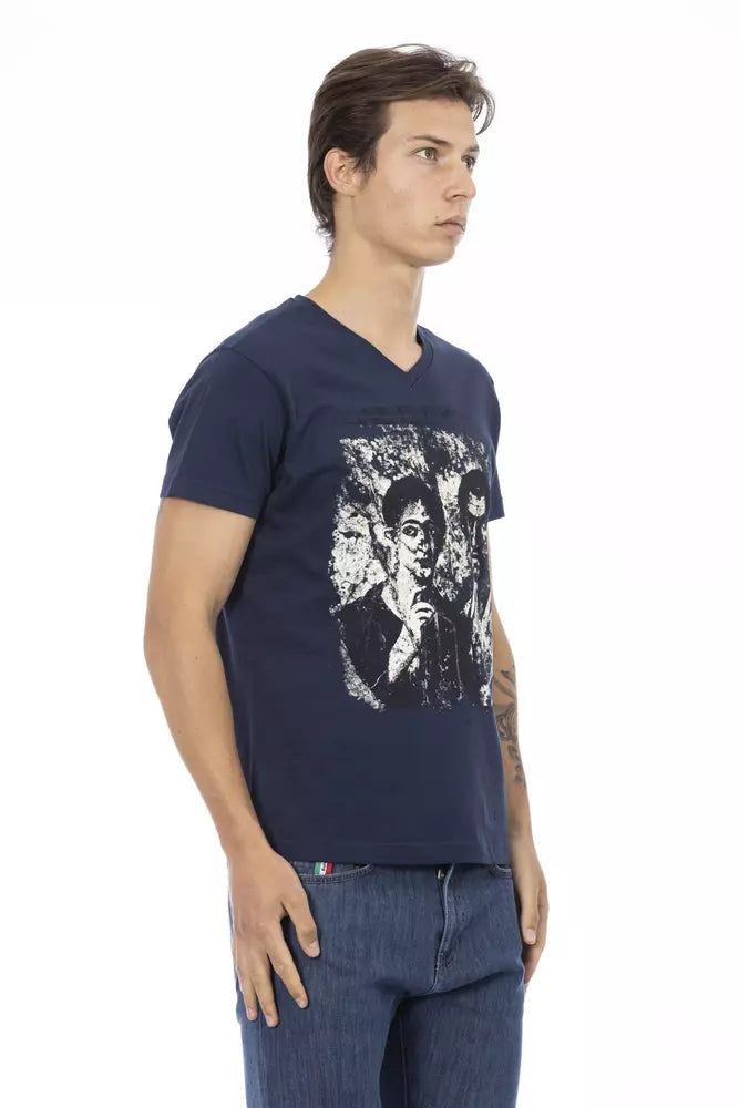 Camiseta de algodón azul Trussardi Action para hombre