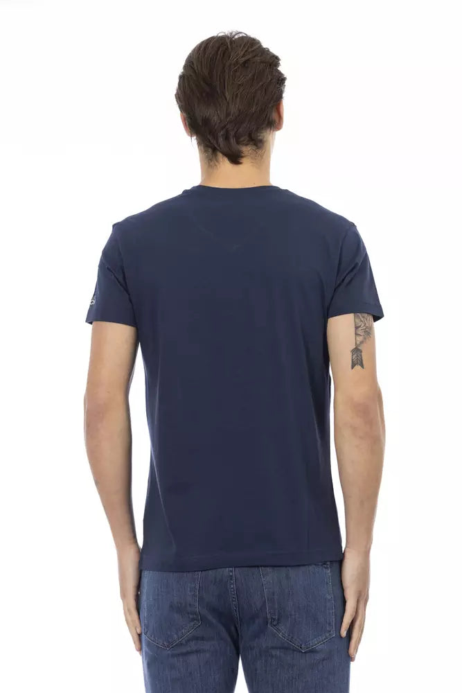 Camiseta de algodón azul Trussardi Action para hombre