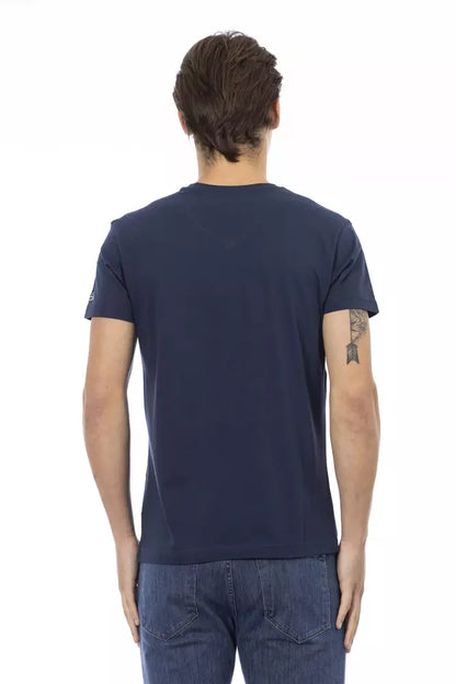 Camiseta de algodón azul Trussardi Action para hombre