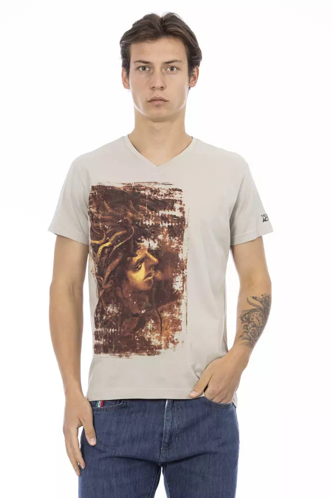 Camiseta de algodón beige para hombre Trussardi Action