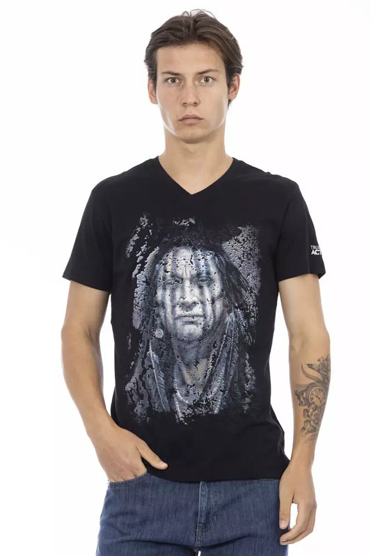 Camiseta de algodón negra para hombre Trussardi Action
