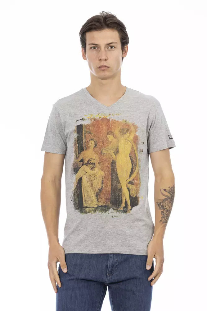 Camiseta de algodón gris Trussardi Action para hombre