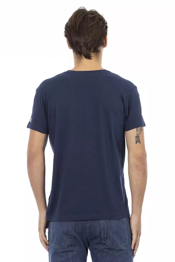 Camiseta de algodón azul Trussardi Action para hombre