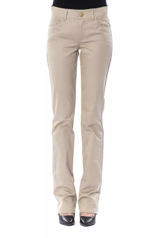 Pantalón de algodón beige para mujer BYBLOS