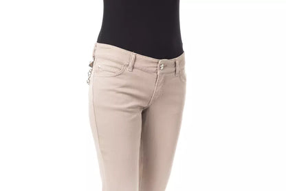 Pantalón de algodón beige para mujer BYBLOS