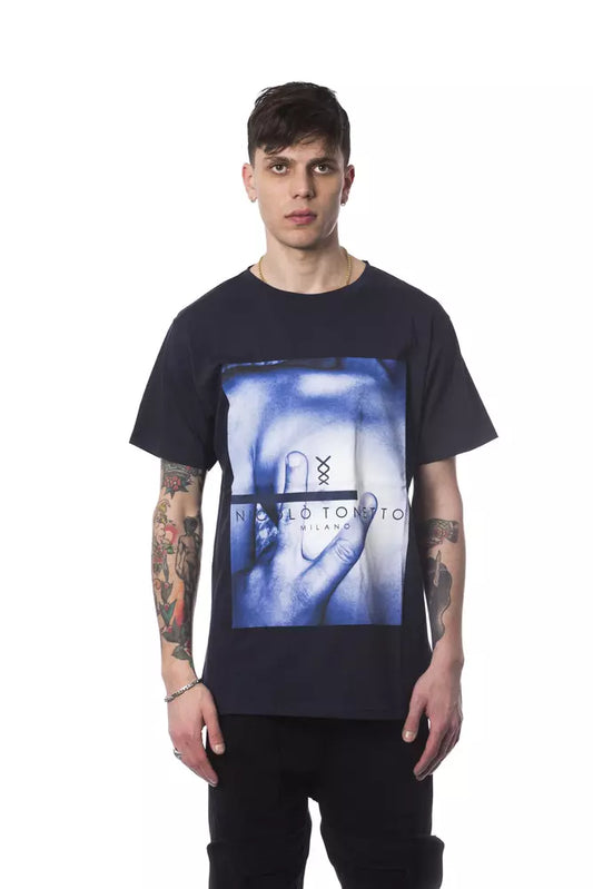 Camiseta de hombre de algodón azul Nicolo Tonetto