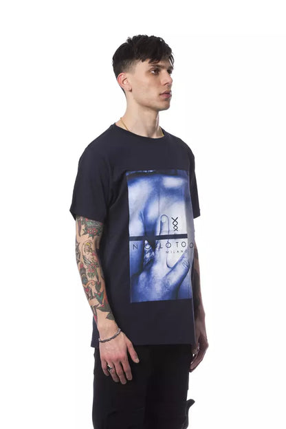 Camiseta de hombre de algodón azul Nicolo Tonetto