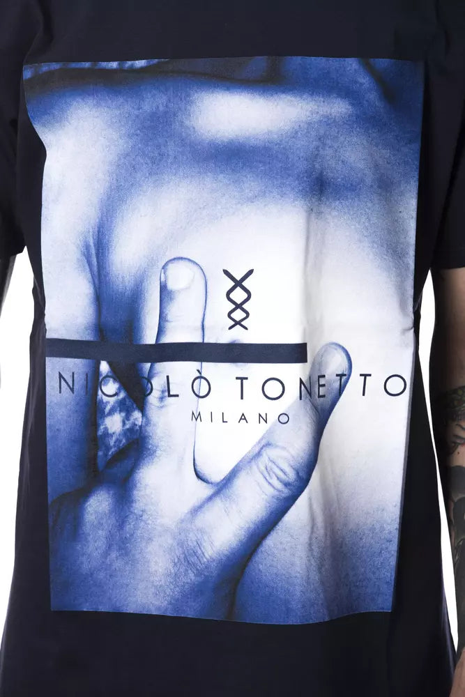 Camiseta de hombre de algodón azul Nicolo Tonetto