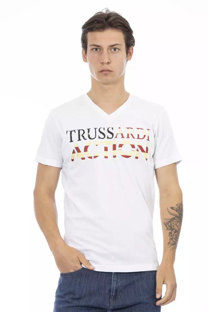 Camiseta de algodón blanca para hombre Trussardi Action