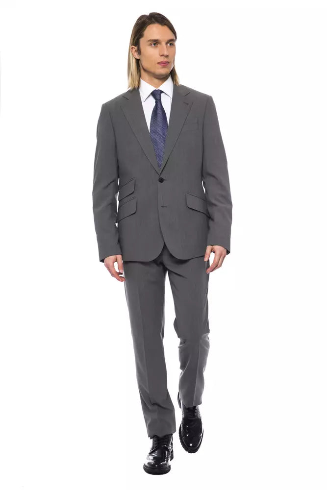 Traje de hombre de lana gris de estilo italiano de alta costura y multimillonario