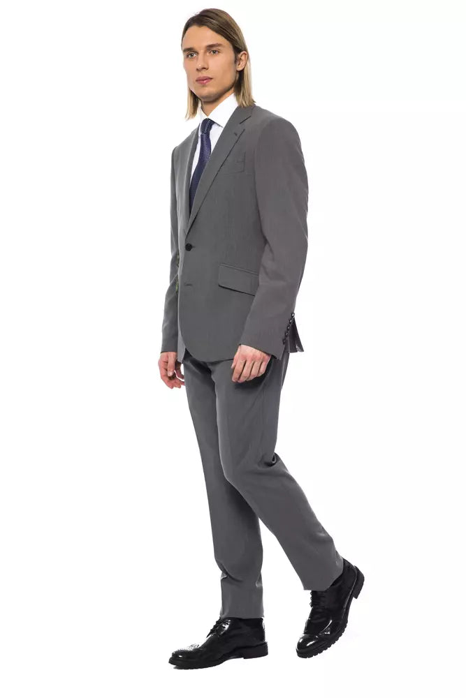 Traje de hombre de lana gris de estilo italiano de alta costura y multimillonario