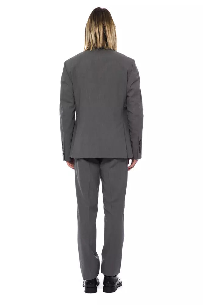 Traje de hombre de lana gris de estilo italiano de alta costura y multimillonario