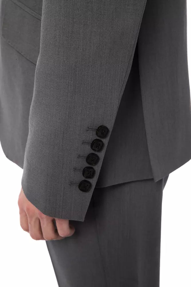 Traje de hombre de lana gris de estilo italiano de alta costura y multimillonario