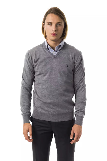 Uominitaliani Gray Merino Wool Men Sweater