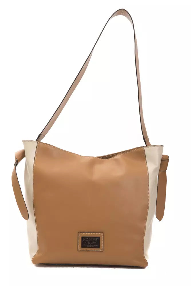 Bolso de hombro para mujer en piel marrón Pompei Donatella