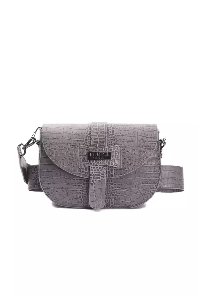 Bolso bandolera de piel gris para mujer Pompei Donatella