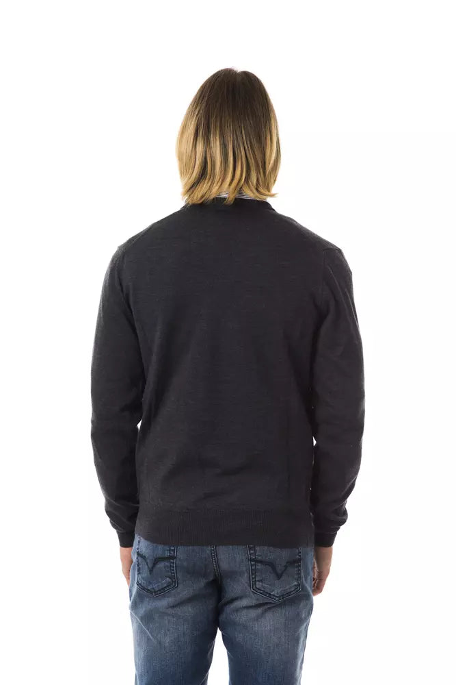 Uominitaliani Gray Merino Wool Men Sweater