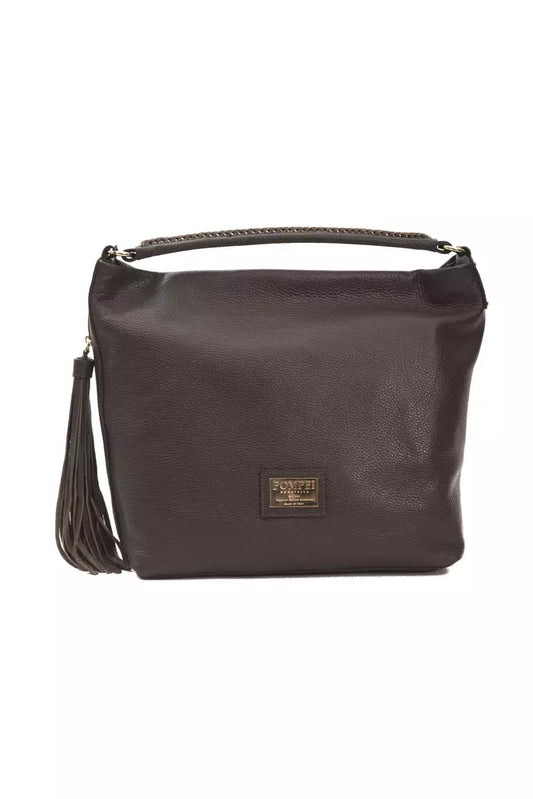 Bolso de hombro para mujer en piel marrón Pompei Donatella