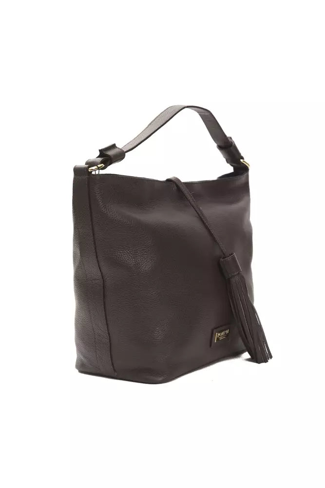 Bolso de hombro para mujer en piel marrón Pompei Donatella