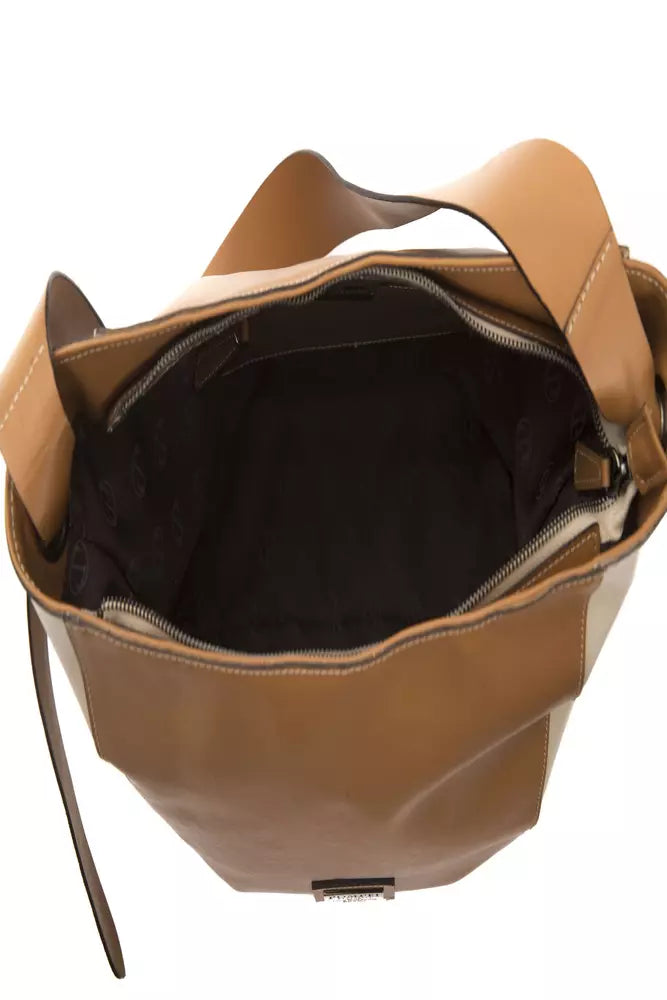 Bolso de hombro para mujer en piel marrón Pompei Donatella