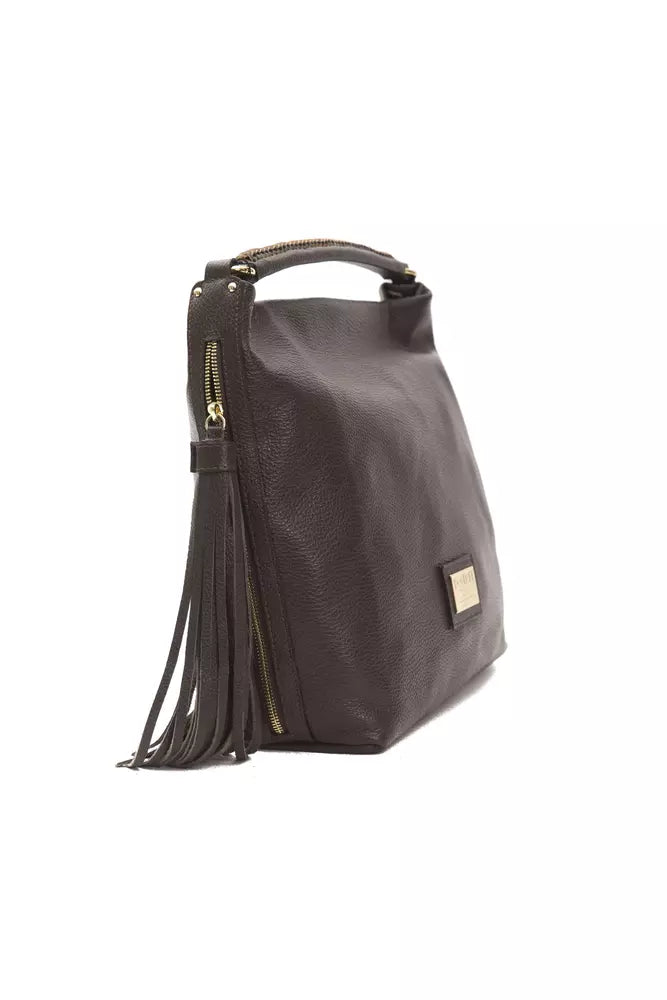 Bolso de hombro para mujer en piel marrón Pompei Donatella