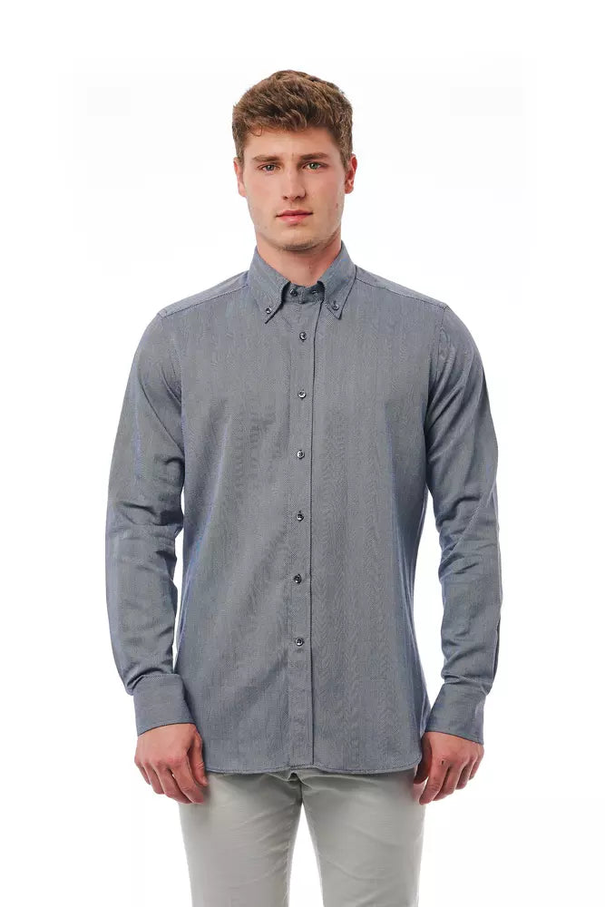 Camisa de algodón azul Bagutta para hombre