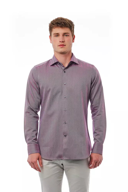 Camisa Bagutta de algodón burdeos para hombre