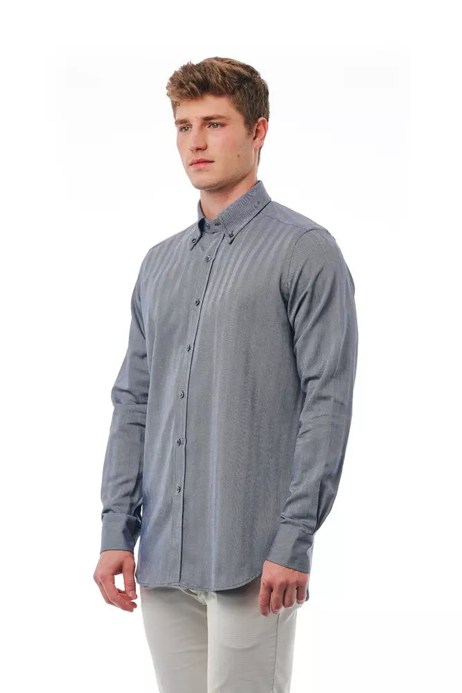 Camisa de algodón azul Bagutta para hombre