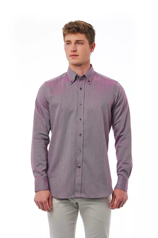 Camisa Bagutta de algodón burdeos para hombre