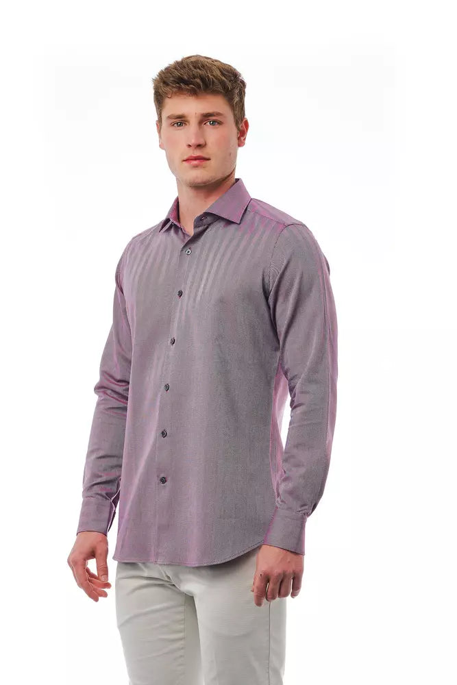 Camisa Bagutta de algodón burdeos para hombre