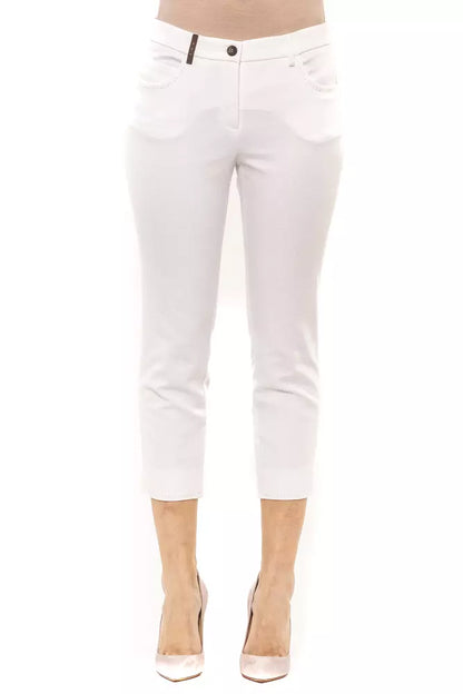 Pantalón Peserico de algodón blanco para mujer