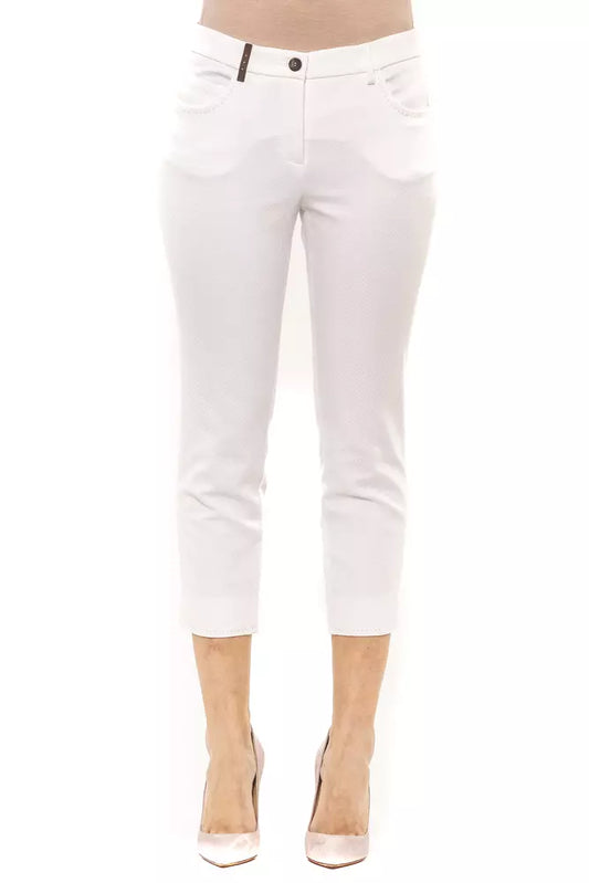 Pantalón Peserico de algodón blanco para mujer