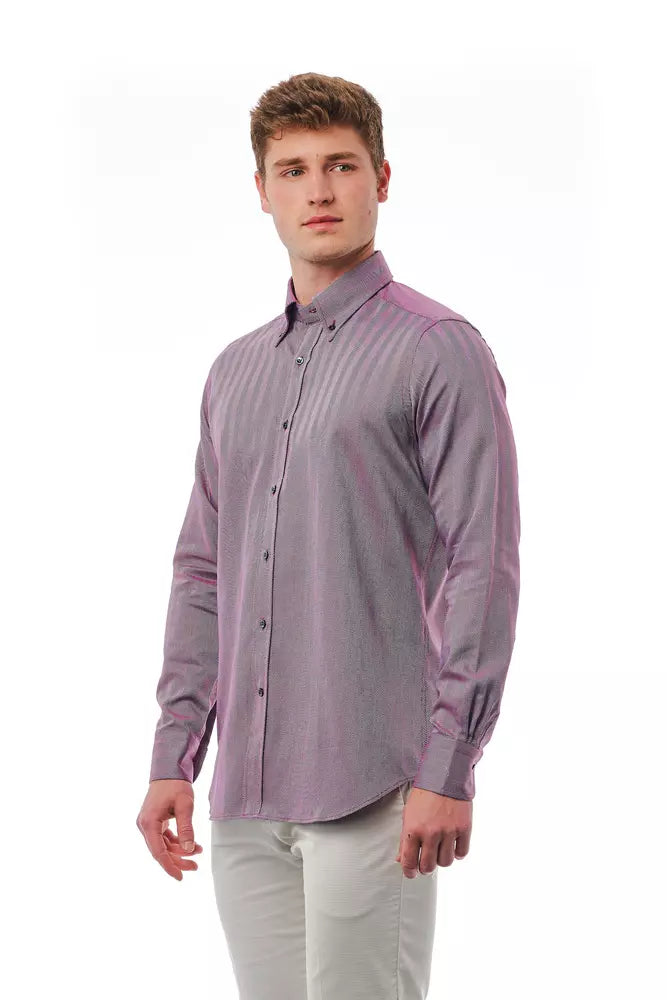 Camisa Bagutta de algodón burdeos para hombre