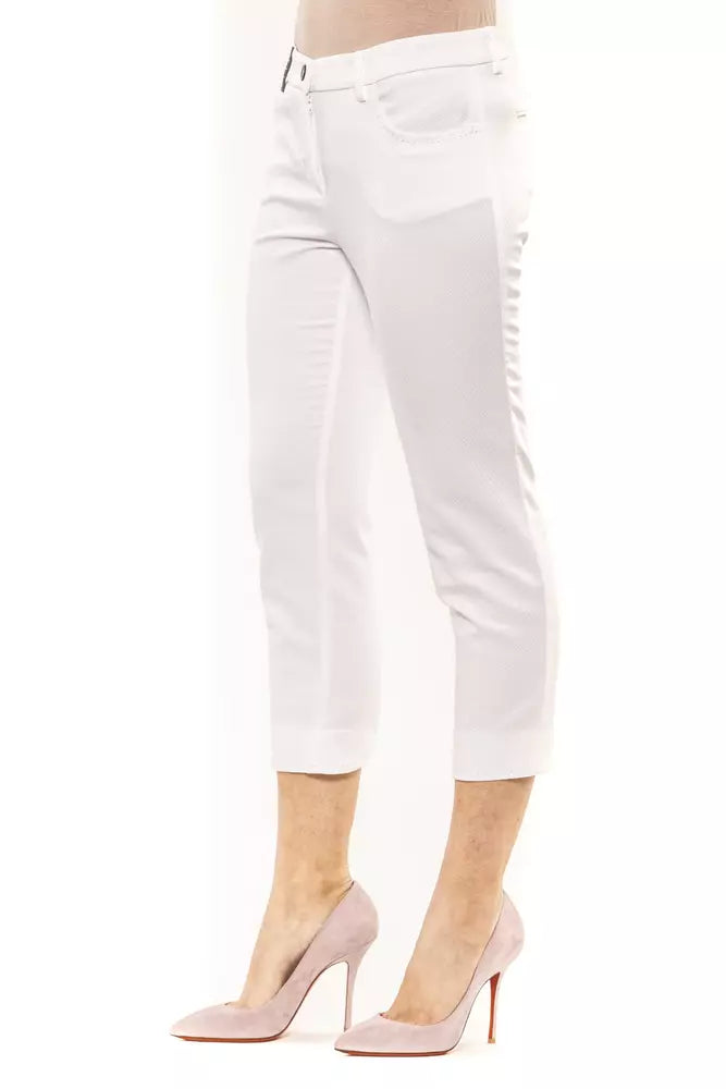 Pantalón Peserico de algodón blanco para mujer